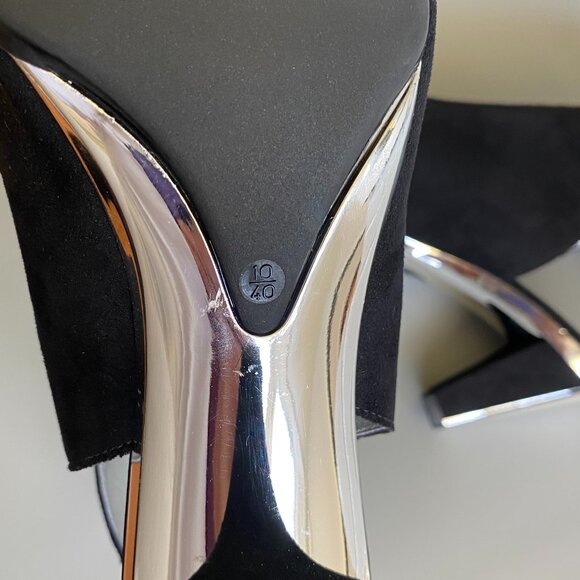 Onex Leather Tuxedo Heeled Sandal Black Sz 9/9.5 - Picture 11 of 15